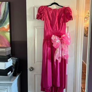 Hot pink 80s prom dress